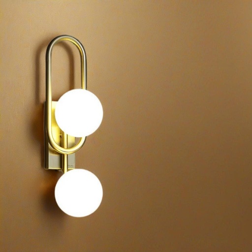 Modern Globe Wall Sconce, 2-Light Brass Finish, Contemporary Wall Mount Light Fixture