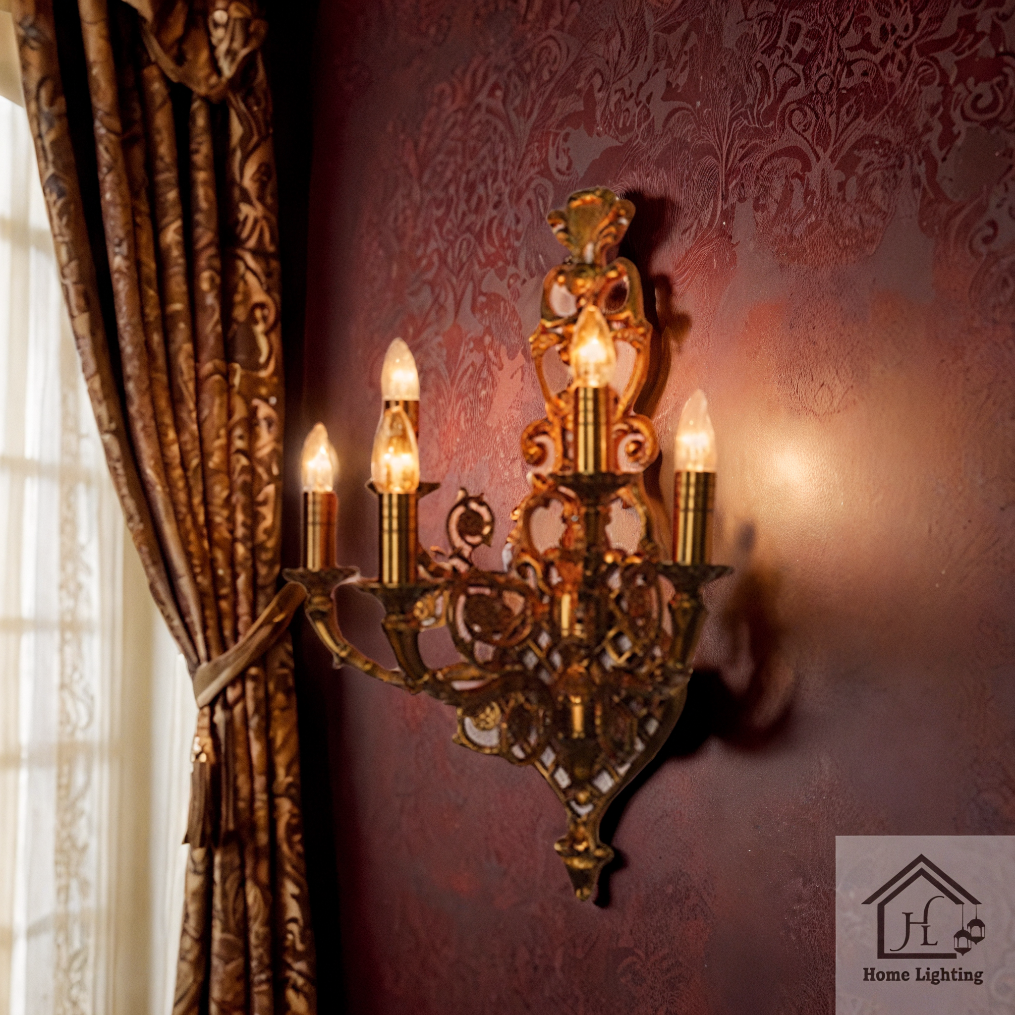 HL Home Lighting Vintage Wall Sconce, 5-Light Candle Style, Antique Bronze Finish - Image 5