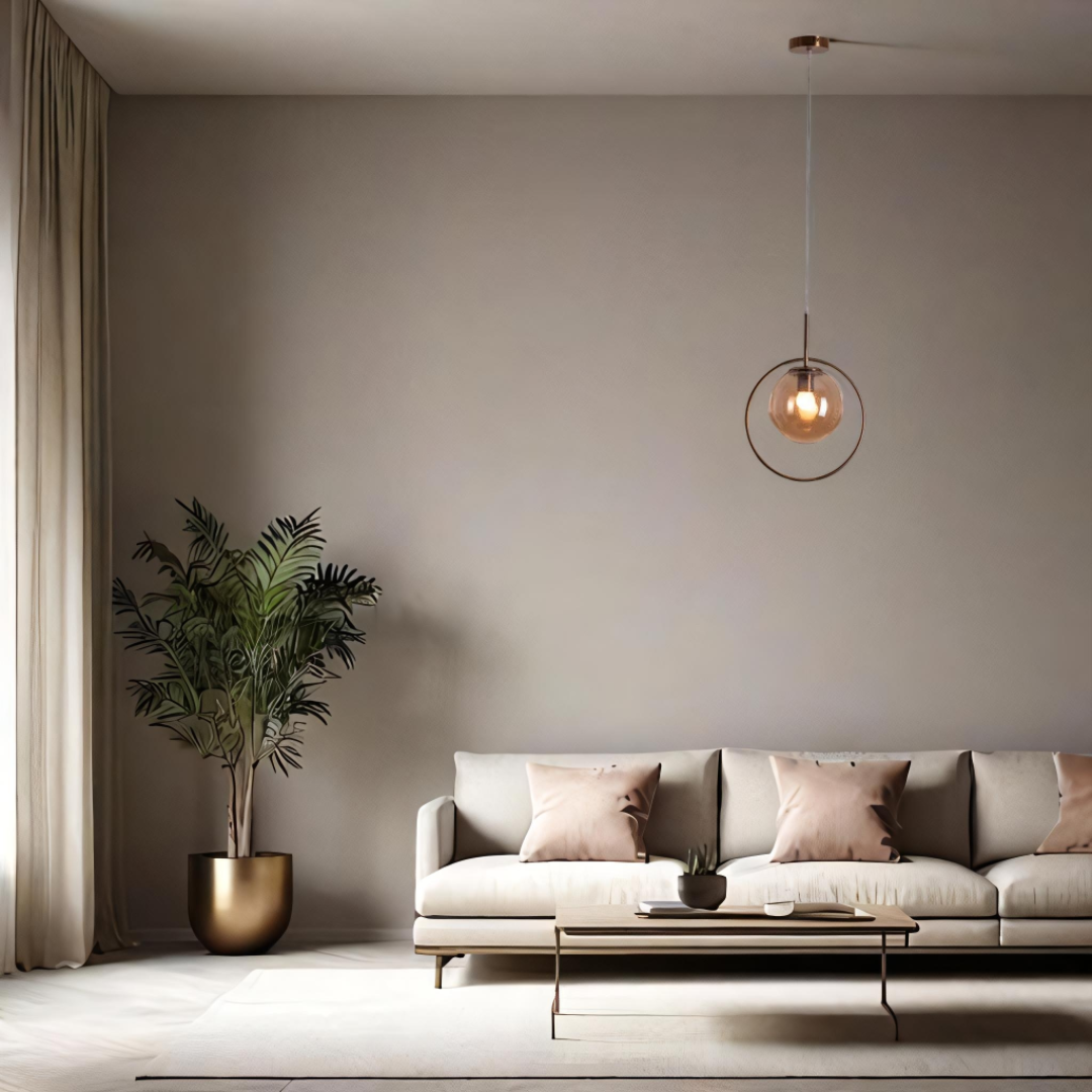 Modern Pendant Light with Glass Globe Shade and Metal Ring, Minimalist Hanging Ceiling Lamp - Image 3