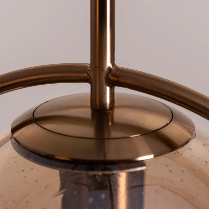 Modern Pendant Light with Glass Globe Shade and Metal Ring, Minimalist Hanging Ceiling Lamp - Image 4