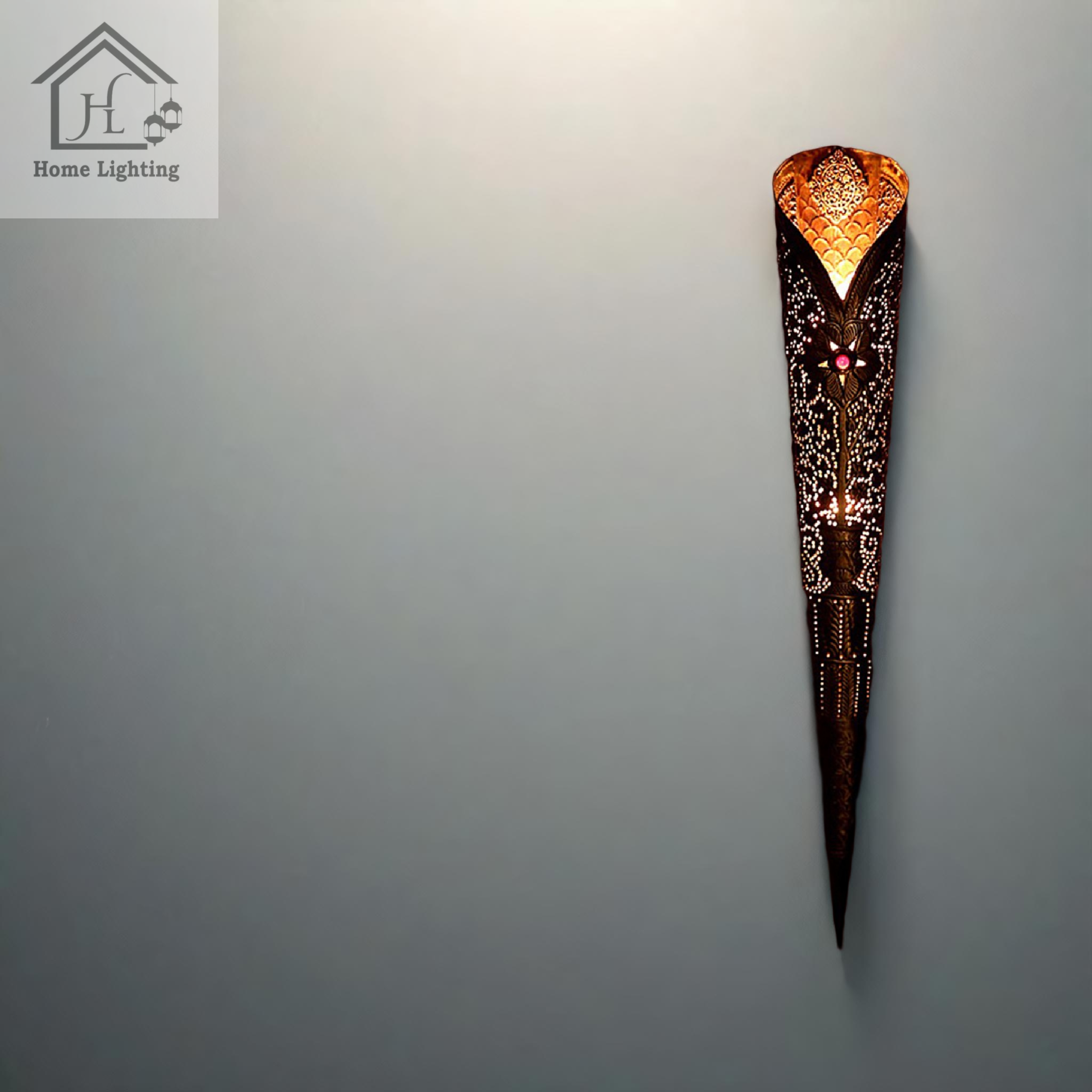 Sun Mashal Big Torch Brass Hand Carved Lamp - Image 6