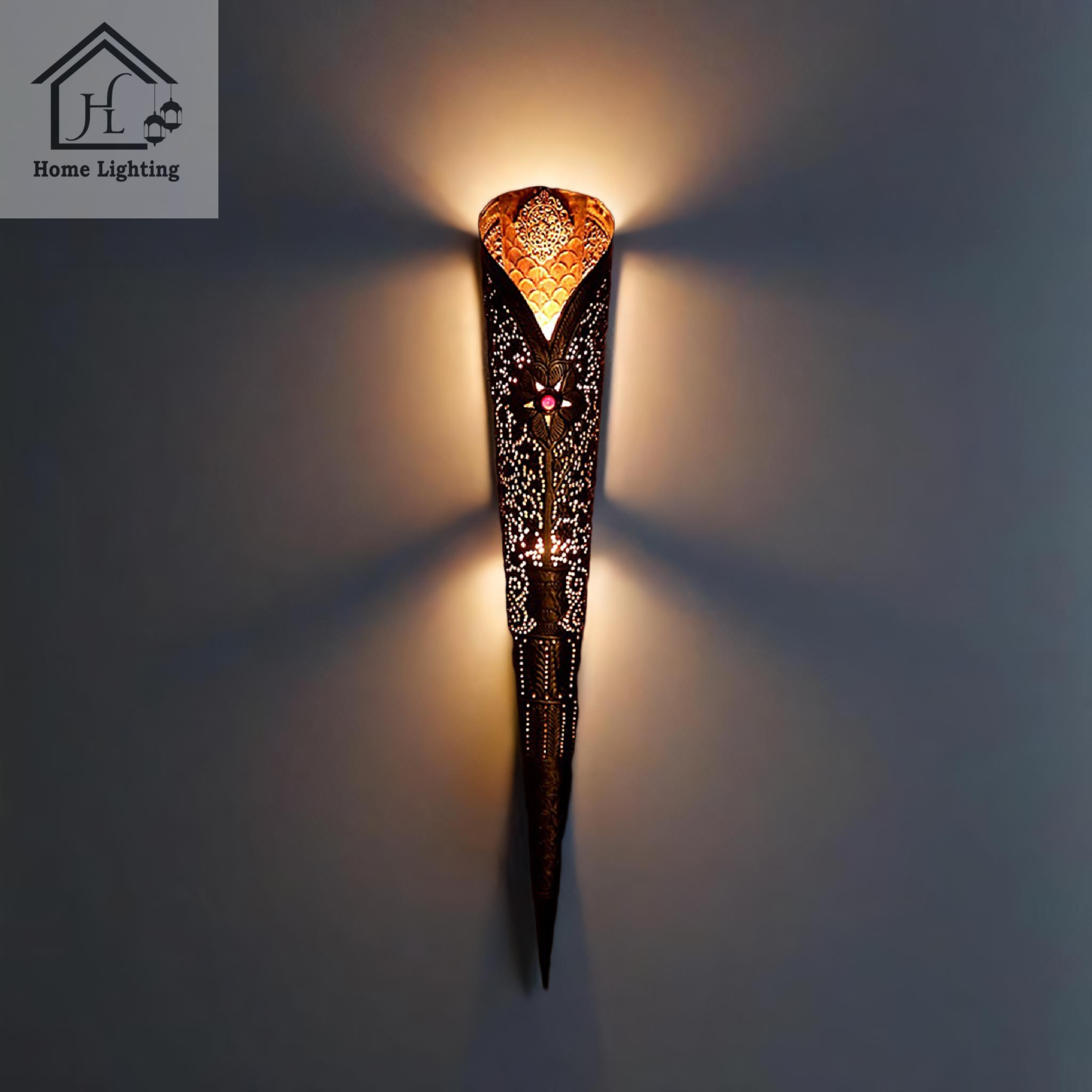 Sun Mashal Big Torch Brass Hand Carved Lamp - Image 3