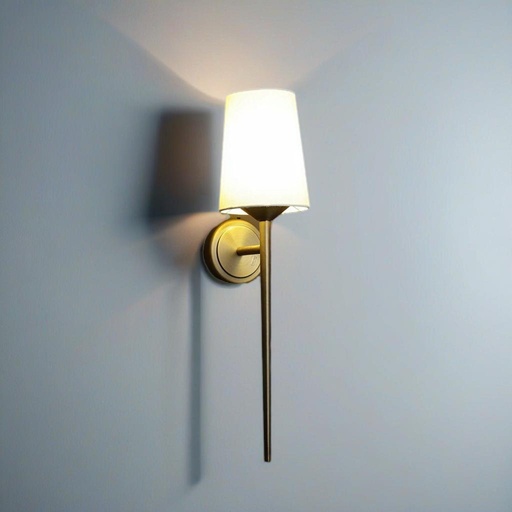 Modern Wall Sconce Light, Brass Finish, White Frost Glass , Up Lighting - Image 4
