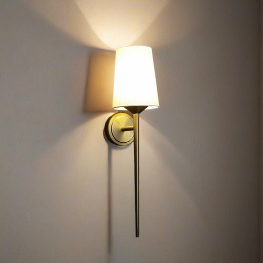 Modern Wall Sconce Light, Brass Finish, White Frost Glass , Up Lighting