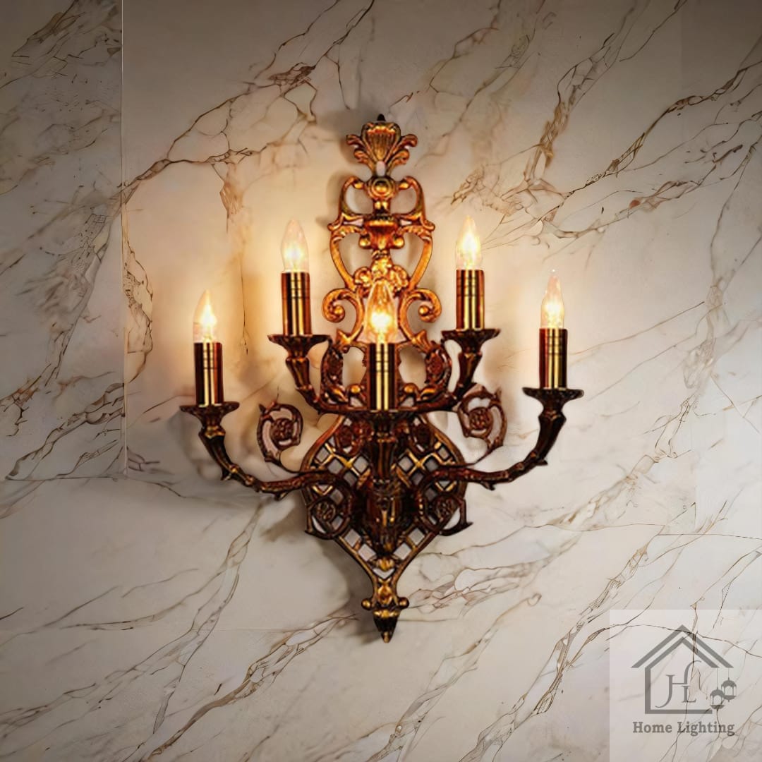 HL Home Lighting Vintage Wall Sconce, 5-Light Candle Style, Antique Bronze Finish - Image 2