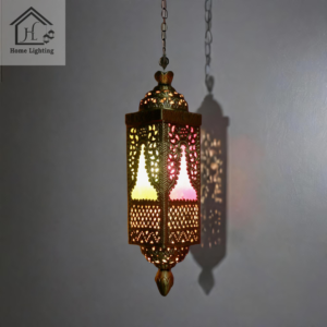Lattice Design Multicolour Pendant Lamp Brass