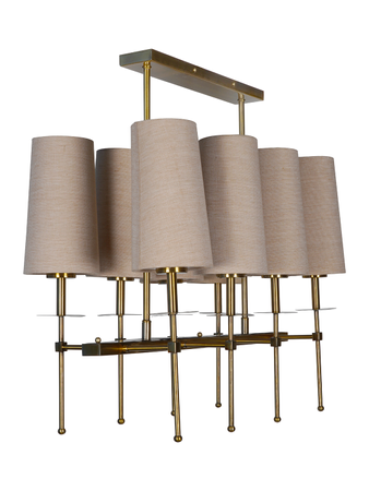 Elegant Chandelier with Fabric Shades, 8 Lights, Antique Brass Finish - Image 4