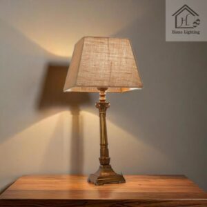 HL Home Lighting Traditional Table Lamp with Fabric Shade, Aluminium Base, Bedside Lighting