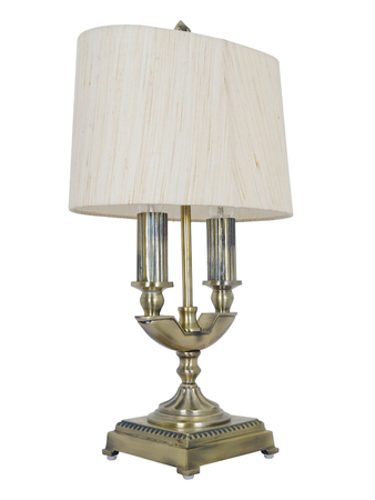 HL Home Lighting Traditional Table Lamp with Fabric Shade, 2-Light Brass Base, Antique Design - Image 3