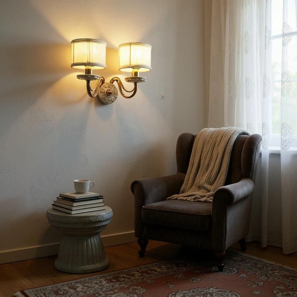 HL HOMELIGHTING Traditional Wall Sconce Light Double Arm, Gold Iron & Ceremic with Glass Shade, 20 cm Width - Image 2