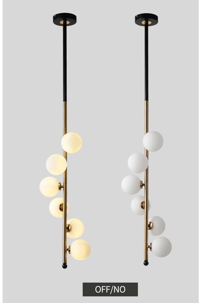 HL HOMELIGHTING Modern Linear Chandelier, 6-Light Gold Metal with Glass Globe Shades, Chandeiler Light, Black and6 Gold - Image 6