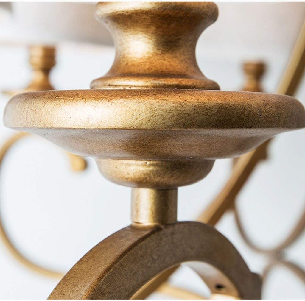 Vintage Style 3-Light Chandelier, Bronze Metal Frame with Fabric Shades, Traditional Scrollwork Design - Image 6