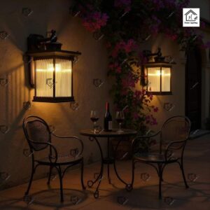 Outdoor Black Finish Half-Shade Wall Light