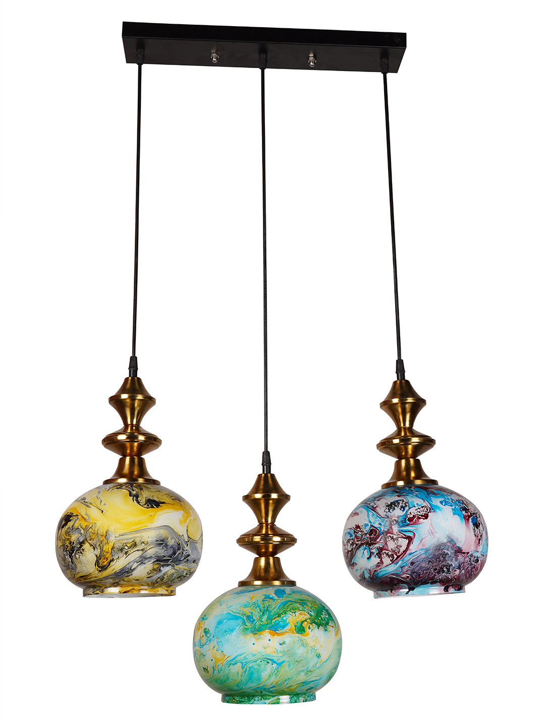 Modern 3 Lights Multicolor Glass Globe Linear Pendant - Image 3