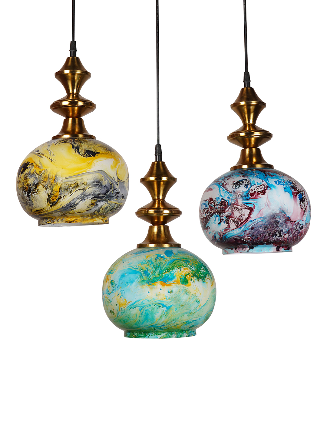 Modern 3 Lights Multicolor Glass Globe Linear Pendant - Image 2